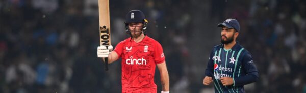 England batting against Pakistan in IT20 match at Emirates Old Trafford