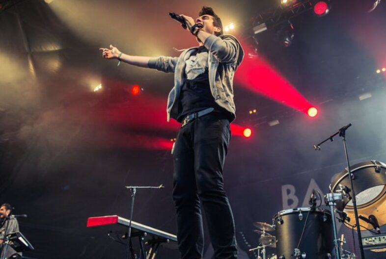 Bastille performing on stage humping.
