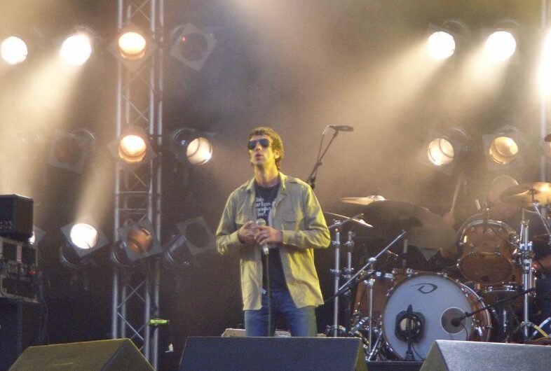 Richard Ashcroft, from The Verve, singing live on stage.