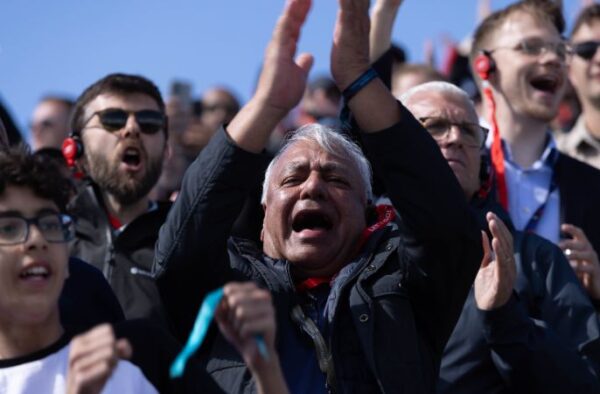 Fans celebrating at Formula 1