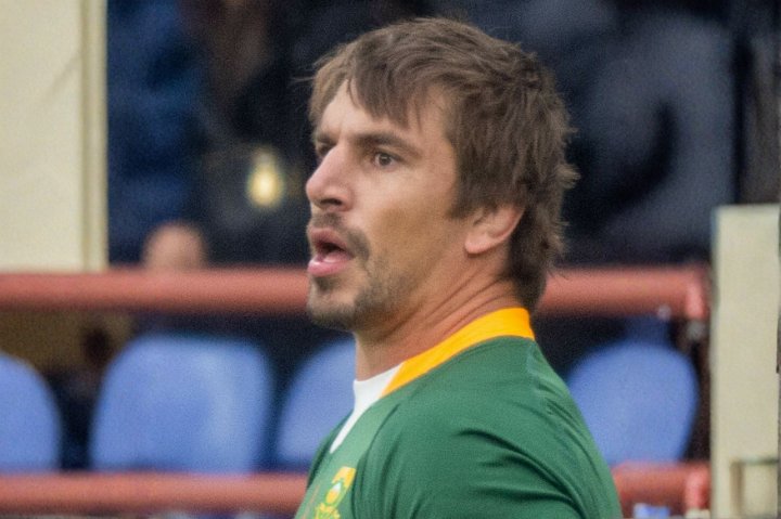 Eben Etzebeth looks on as his South Africa side are on the attack.