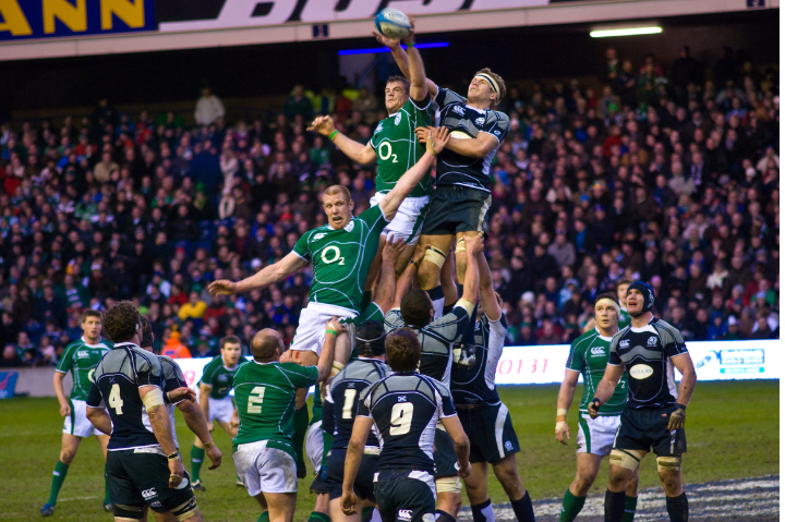 Scotland playing rugby 