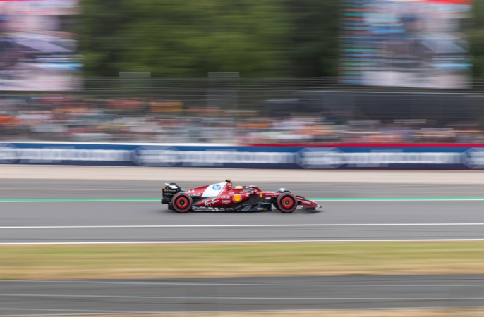 Lewis Hamilton Racing at Silverstone in the Ferrari