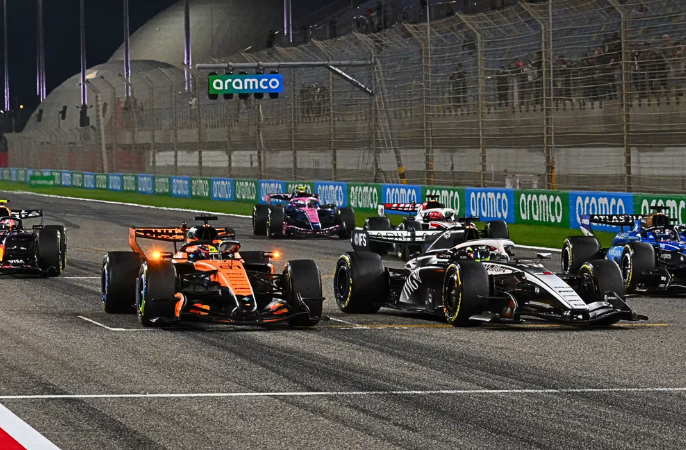 Formula 1 F1 cars racing in Bahrain 