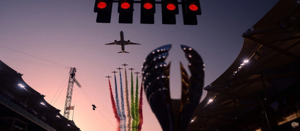 Formula 1 World Championship Trophy with Emirates Airlines flyby before the Formula 1 Abu Dhabi Grand Prix