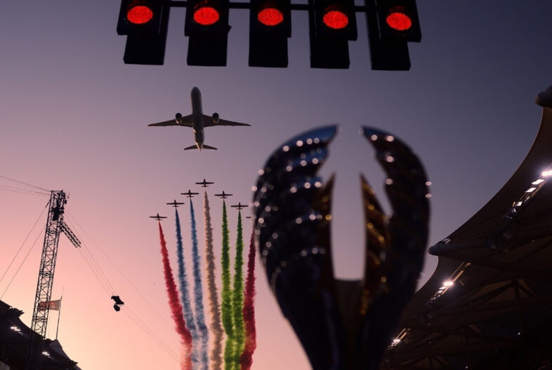 Formula 1 World Championship Trophy with Emirates Airlines flyby before the Formula 1 Abu Dhabi Grand Prix